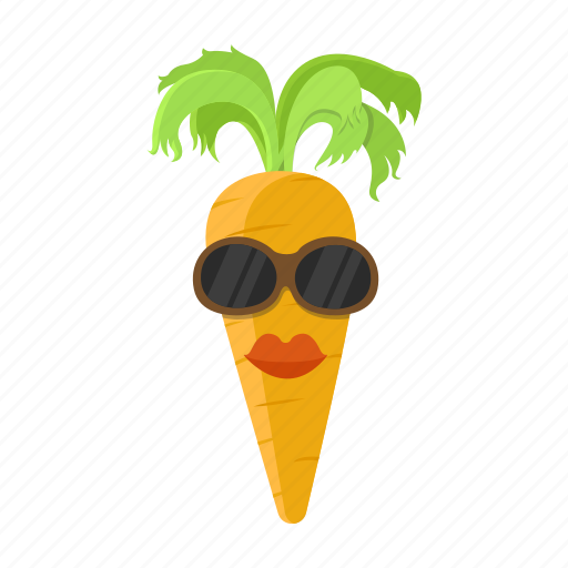 Carrot, cartoon, hairstyle, lips, orange, sunglasses icon - Download on Iconfinder