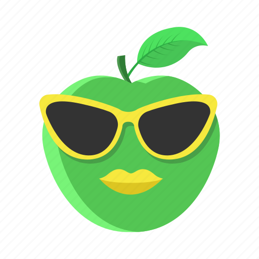 Apple, fruit, green, leaf, lips, sunglasses icon - Download on Iconfinder