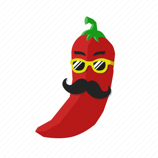 Chili, mustache, pepper, red, sunglasses, vegetables icon - Download on Iconfinder