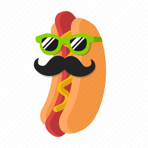 Cartoon, food, hotdog, mustache, sausage, sunglasses icon - Download on Iconfinder