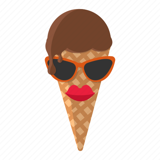 Cream, icecream, lips, sunglasses, waffle cone icon - Download on Iconfinder