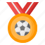 medal, champion, winner, ball, football, soccer, sport 