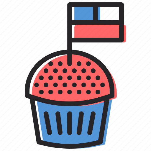 American, cake, flag, independence day, july 4th, muffin, pastry icon - Download on Iconfinder