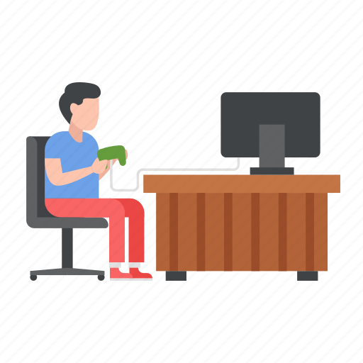 Online gaming, hobby, activity, teen, lcd, table, gamer illustration - Download on Iconfinder