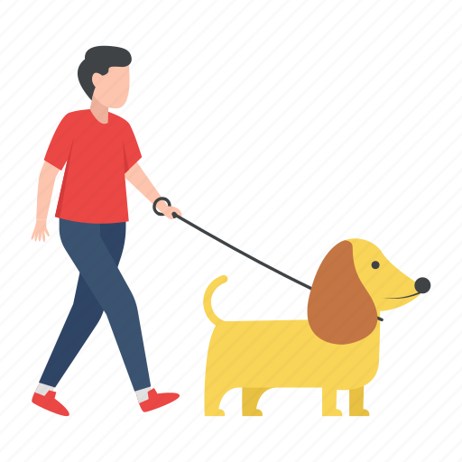 Pet, dog, jogging, free time, activity, walk, man illustration - Download on Iconfinder