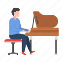 piano, music, musical, electronic, orchestra, man, playing 