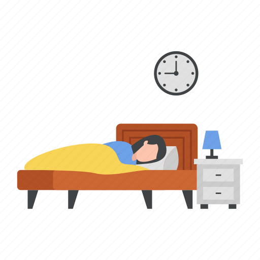 Bedtime, sleeping, woman, lifestyle, side table, watch, resting illustration - Download on Iconfinder