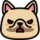 angry, emoji, emotion, expression, face, feeling, french bulldog