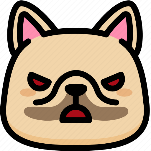 Angry, emoji, emotion, expression, face, feeling, french bulldog icon - Download on Iconfinder