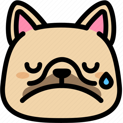 Cry, emoji, emotion, expression, face, feeling, french bulldog icon - Download on Iconfinder