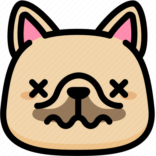 Dead, emoji, emotion, expression, face, feeling, french bulldog icon - Download on Iconfinder