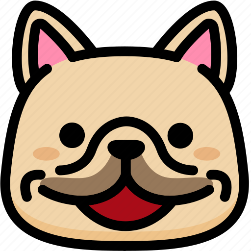 Emoji, emotion, expression, face, feeling, french bulldog, happy icon - Download on Iconfinder