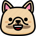 emoji, emotion, expression, face, feeling, french bulldog, happy