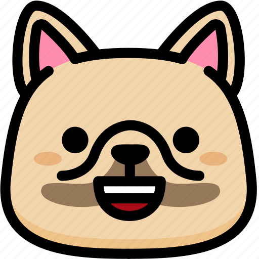 Emoji, emotion, expression, face, feeling, french bulldog, happy icon - Download on Iconfinder