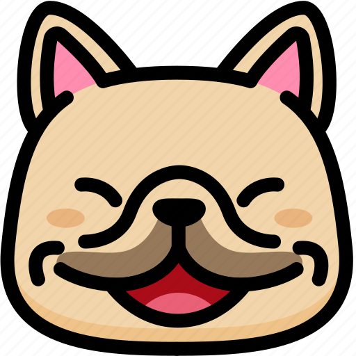 Emoji, emotion, expression, face, feeling, french bulldog, laughing icon - Download on Iconfinder