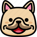 emoji, emotion, expression, face, feeling, french bulldog, laughing