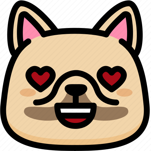 Emoji, emotion, expression, face, feeling, french bulldog, love icon - Download on Iconfinder