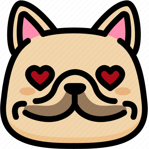 Emoji, emotion, expression, face, feeling, french bulldog, love icon - Download on Iconfinder