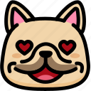 emoji, emotion, expression, face, feeling, french bulldog, love