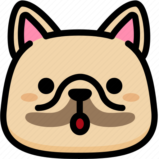 Emoji, emotion, expression, face, french bulldog, mouth, open icon - Download on Iconfinder