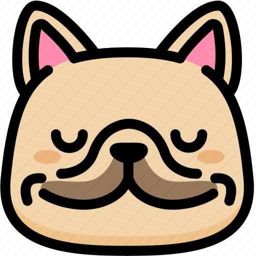 Emoji, emotion, expression, face, feeling, french bulldog, peace icon - Download on Iconfinder