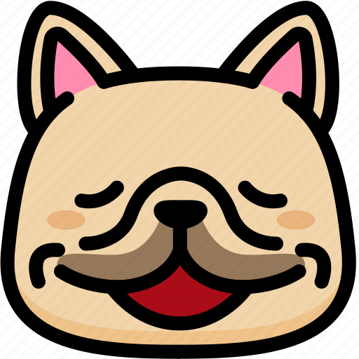 Emoji, emotion, expression, face, feeling, french bulldog, relax icon - Download on Iconfinder