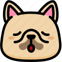 emoji, emotion, expression, face, feeling, french bulldog, relax