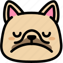 emoji, emotion, expression, face, feeling, french bulldog, sad