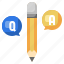 qa, frequently, asked, questions, answer, faq, pencil 