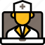 online healthcare, medical, hospital, online doctor, laptop, online consultation, avatar 