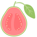 guava, pink, halve, ripe, fruit, leaf, cross, section