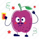 plum, fruit, vegetarian, food, fresh, farming, organic, healthy, cute sticker