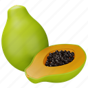 papaya, fruit, food, healthy, ripe, slice 