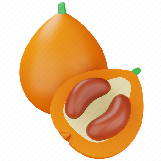 Medlar, fruit, food, healthy, organic, cut 3D illustration - Download on Iconfinder