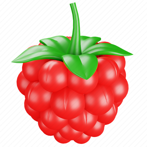 Raspberry, fruit, food, healthy, berry, organic 3D illustration - Download on Iconfinder