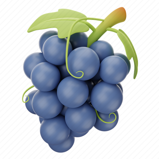Grapes, food, fruit, vegan, vegetarian, fresh, healthy 3D illustration - Download on Iconfinder