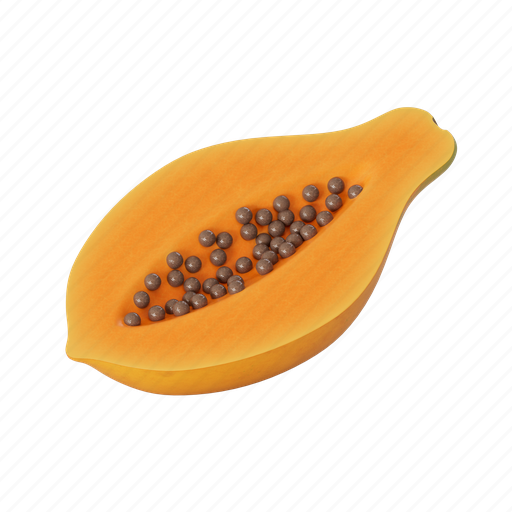 Papaya, fruit, food, tropical 3D illustration - Download on Iconfinder