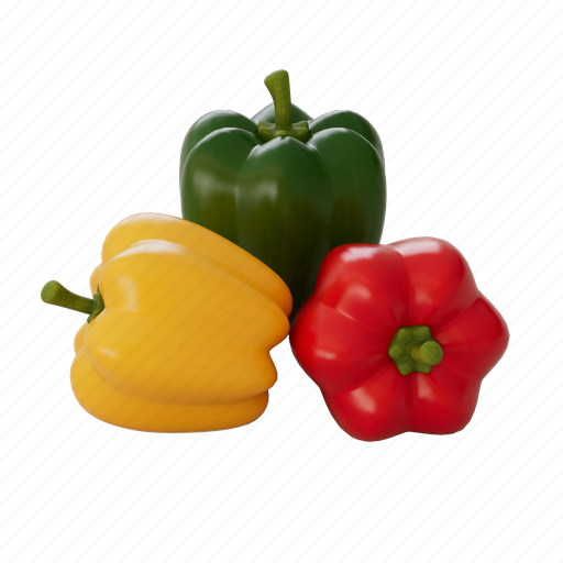 Peppers, pepper, vegetable, food 3D illustration - Download on Iconfinder