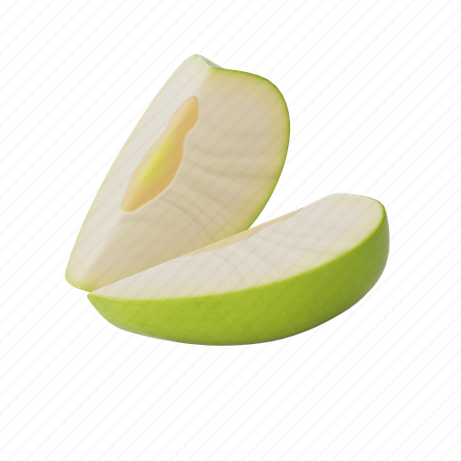 Sliced, green, apple 3D illustration - Download on Iconfinder
