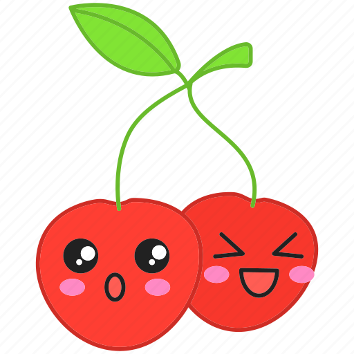 Cherry icon, cherry, cute, fruit, kawaii icon - Download on Iconfinder
