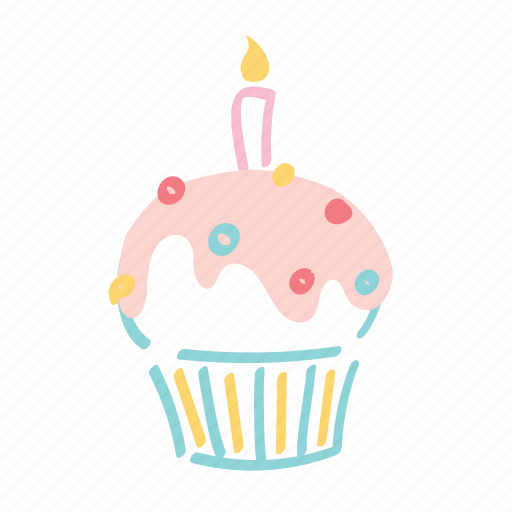 Cupcake, candle, sugar, birthday, sweets, party, cake icon - Download on Iconfinder