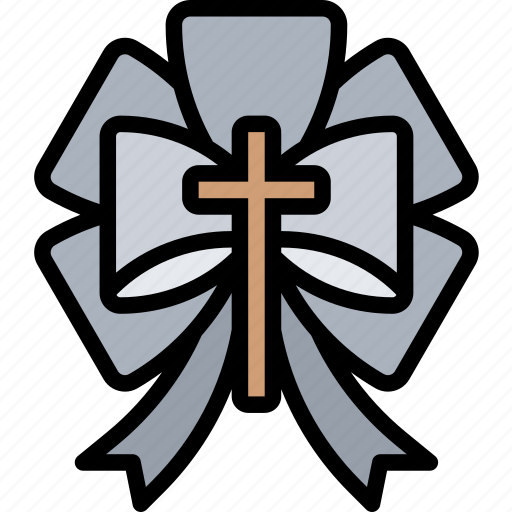 Ribbon, catholic, funeral, memorial, decoration icon - Download on Iconfinder