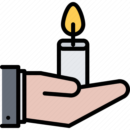 Hand, candle, agency, death, funeral icon - Download on Iconfinder