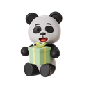 gift, box, surprise, panda, animal, cute, expression, emoji, mascot