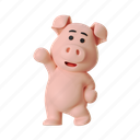 greetings, hello, hi, pig, piggy, animal, cute, emoji, mascot
