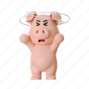 headache, stress, dizzy, pig, piggy, animal, cute, emoji, mascot