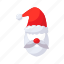 christmas, costume, flat, icon, beard, hat, santa, claus, headdress 