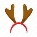 christmas, accessory, flat, icon, reindeer, antlers, headband, headdress, headgear