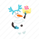 funny, snowman, flat, icon, hat, reindeer, antlers, headband, letter