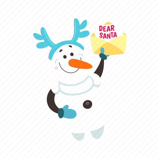 Funny, snowman, flat, icon, hat, reindeer, antlers icon - Download on Iconfinder
